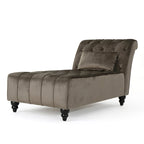 Chaise longue en velours gris / grenat / sarcelle foncée, capitonnée, une place