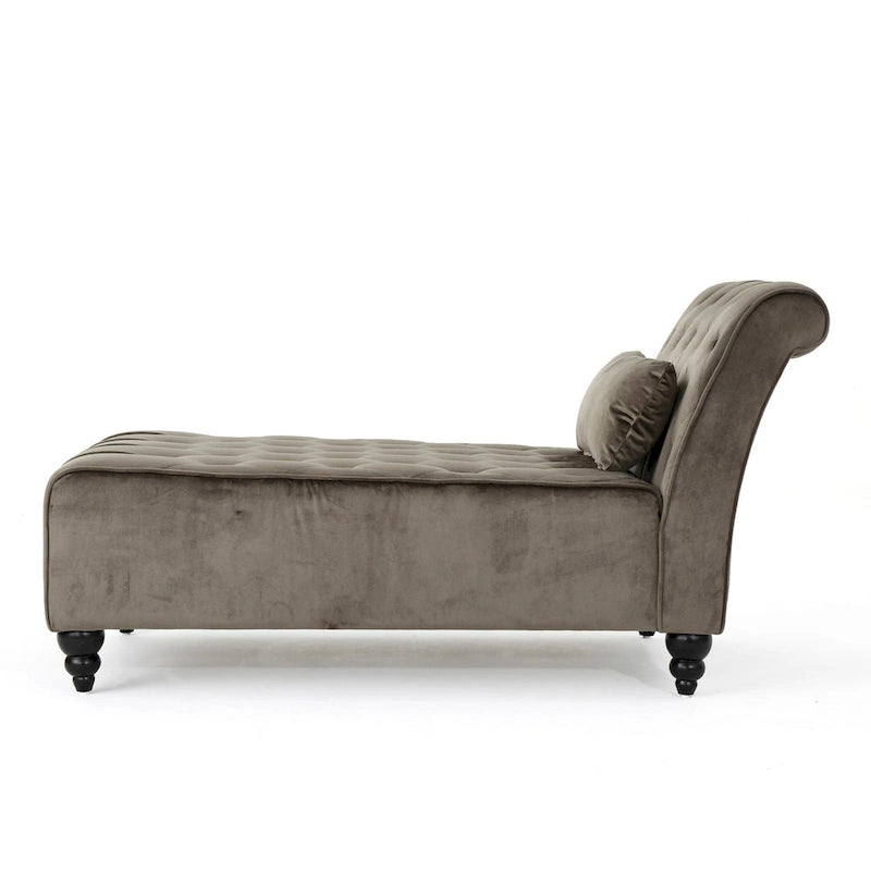 Chaise longue en velours gris / grenat / sarcelle foncée, capitonnée, une place