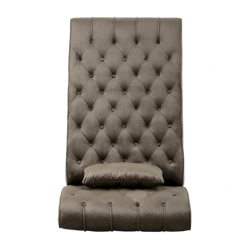 Chaise longue en velours gris / grenat / sarcelle foncée, capitonnée, une place