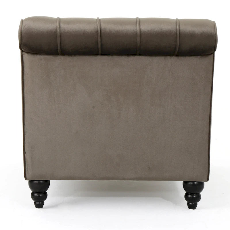 Chaise longue en velours gris / grenat / sarcelle foncée, capitonnée, une place