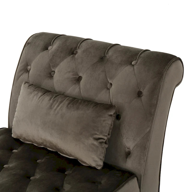 Chaise longue en velours gris / grenat / sarcelle foncée, capitonnée, une place