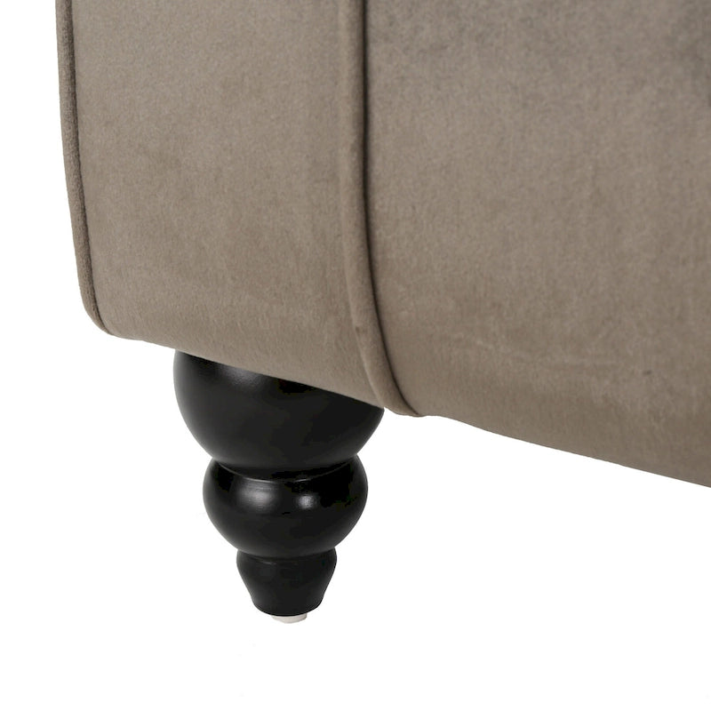 Chaise longue en velours gris / grenat / sarcelle foncée, capitonnée, une place