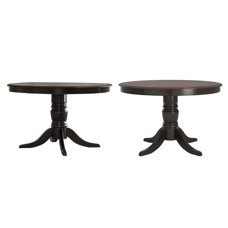 Table de salle à manger bicolore, noir/blanc antique, ronde et rectangulaire, 4 à 6 places