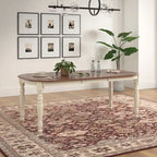 Table de salle à manger bicolore, noir/blanc antique, ronde et rectangulaire, 4 à 6 places