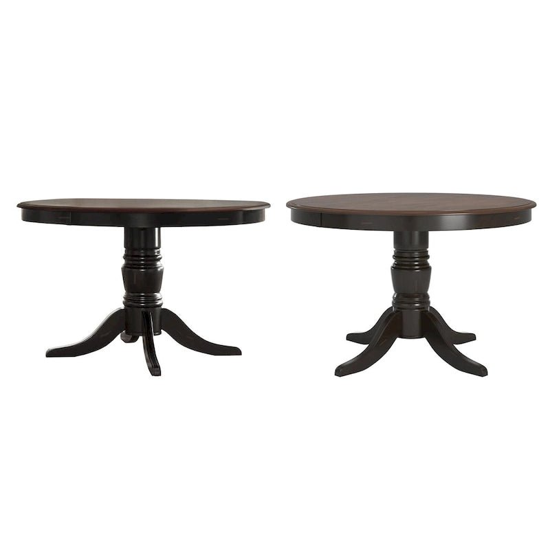 Table de salle à manger bicolore, noir/blanc antique, ronde et rectangulaire, 4 à 6 places
