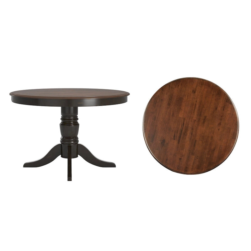 Table de salle à manger bicolore, noir/blanc antique, ronde et rectangulaire, 4 à 6 places