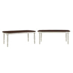 Table de salle à manger bicolore, noir/blanc antique, ronde et rectangulaire, 4 à 6 places