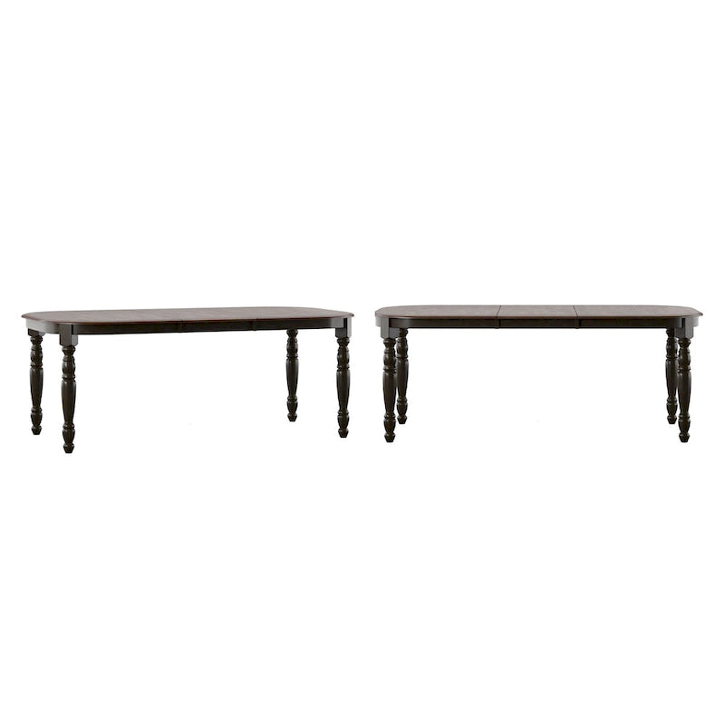 Table de salle à manger bicolore, noir/blanc antique, ronde et rectangulaire, 4 à 6 places