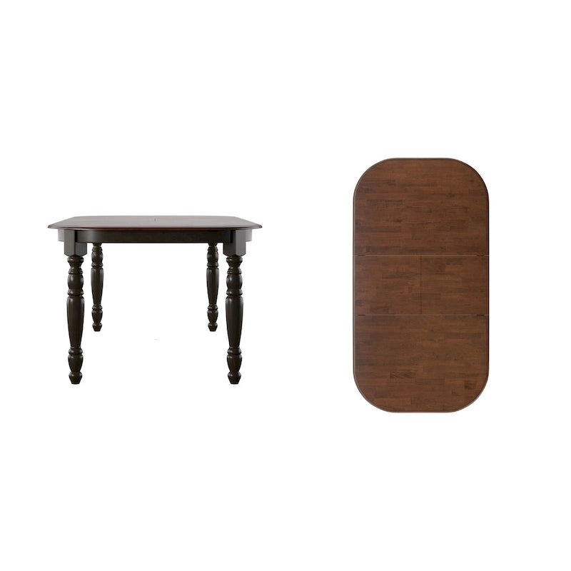 Table de salle à manger bicolore, noir/blanc antique, ronde et rectangulaire, 4 à 6 places