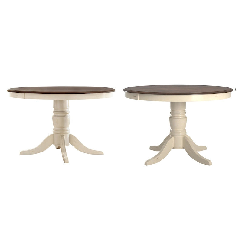 Table de salle à manger bicolore, noir/blanc antique, ronde et rectangulaire, 4 à 6 places