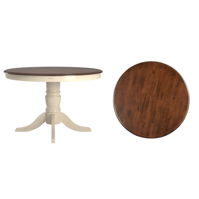 Table de salle à manger bicolore, noir/blanc antique, ronde et rectangulaire, 4 à 6 places