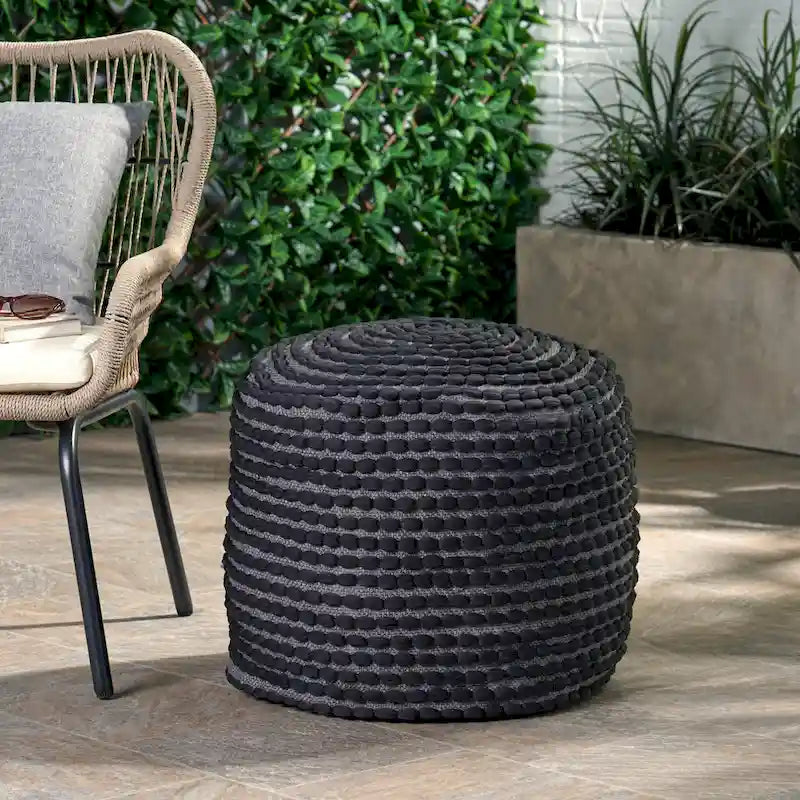 Pouf ottoman, géométrique bicolore, siège/repose-pieds 1 personne