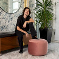 Pouf rond en velours – Rose / Turquoise / Blanc cassé / Vert forêt / Menthe / Moutarde / Brique / Bleu – 1 place