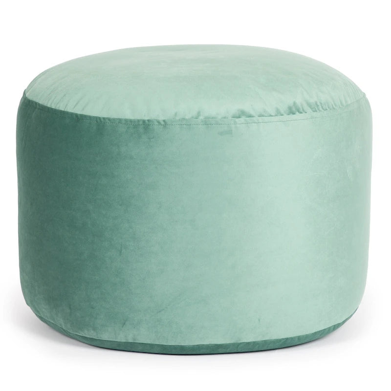 Pouf rond en velours – Rose / Turquoise / Blanc cassé / Vert forêt / Menthe / Moutarde / Brique / Bleu – 1 place