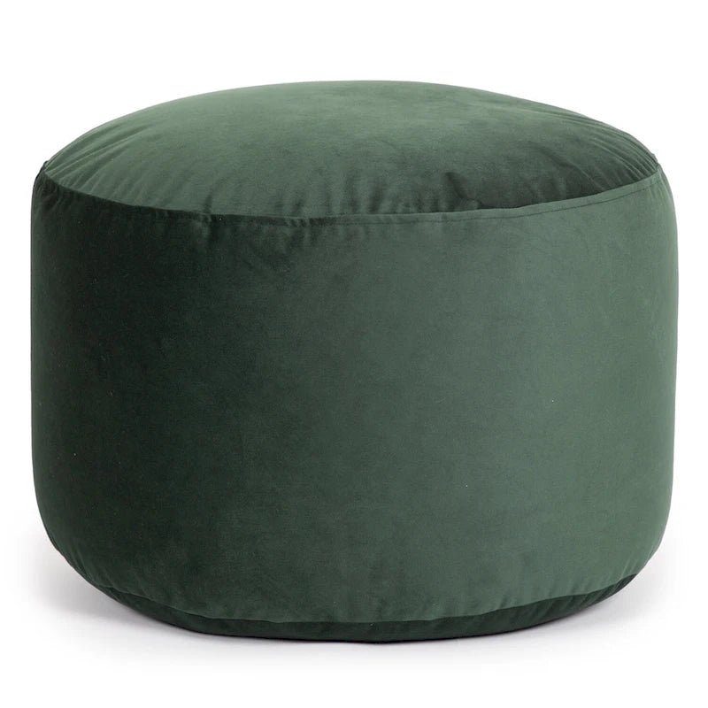 Pouf rond en velours – Rose / Turquoise / Blanc cassé / Vert forêt / Menthe / Moutarde / Brique / Bleu – 1 place