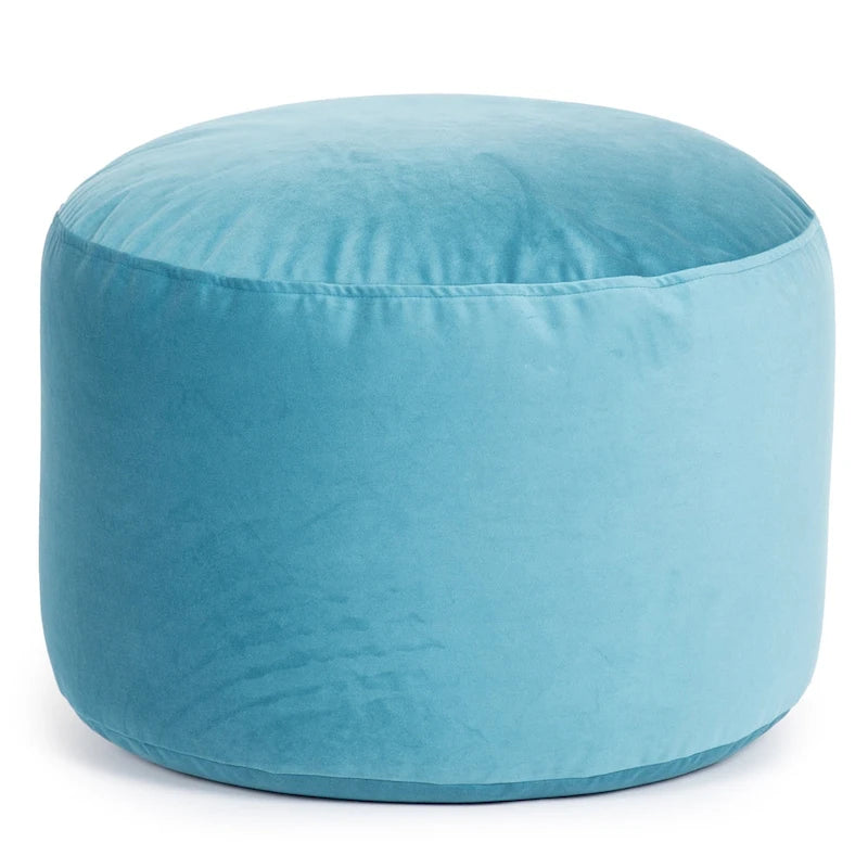 Pouf rond en velours – Rose / Turquoise / Blanc cassé / Vert forêt / Menthe / Moutarde / Brique / Bleu – 1 place