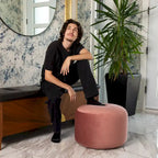 Pouf rond en velours – Rose / Turquoise / Blanc cassé / Vert forêt / Menthe / Moutarde / Brique / Bleu – 1 place