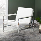 Fauteuil d'appoint du milieu du siècle en métal et cuir reconstitué Strick & Bolton Regina