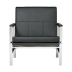 Fauteuil d'appoint du milieu du siècle en métal et cuir reconstitué Strick & Bolton Regina