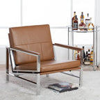 Fauteuil d'appoint du milieu du siècle en métal et cuir reconstitué Strick & Bolton Regina