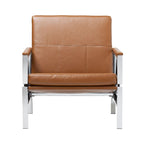 Fauteuil d'appoint du milieu du siècle en métal et cuir reconstitué Strick & Bolton Regina