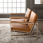 Fauteuil d'appoint du milieu du siècle en métal et cuir reconstitué Strick & Bolton Regina