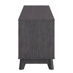 Meuble TV mi-siècle avec 4 tiroirs et étagères ouvertes, gris/marron, convient aux téléviseurs jusqu'à 85"
