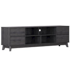 Meuble TV mi-siècle avec 4 tiroirs et étagères ouvertes, gris/marron, convient aux téléviseurs jusqu'à 85"