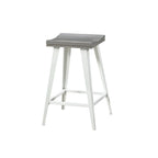 Ensemble de salle à manger 3 pièces hauteur comptoir avec piètement tréteau en acier – Gris antique / Chêne foncé / Vert antique, 2 places