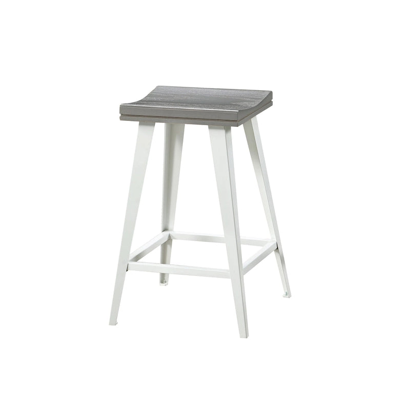 Ensemble de salle à manger 3 pièces hauteur comptoir avec piètement tréteau en acier – Gris antique / Chêne foncé / Vert antique, 2 places
