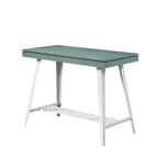 Ensemble de salle à manger 3 pièces hauteur comptoir avec piètement tréteau en acier – Gris antique / Chêne foncé / Vert antique, 2 places