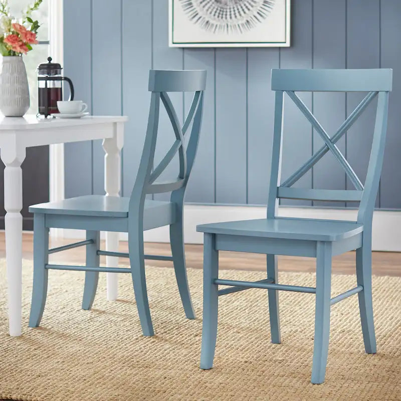 Ensemble de salle à manger 5 pièces, table blanche avec chaises à dossier en X, 4 places
