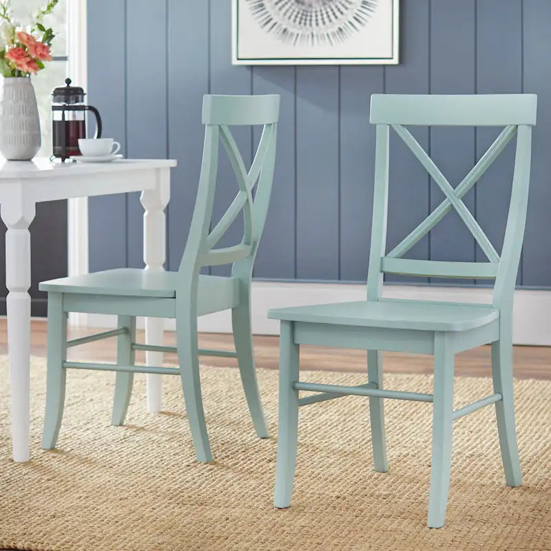 Ensemble de salle à manger 5 pièces, table blanche avec chaises à dossier en X, 4 places