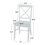 Ensemble de salle à manger 5 pièces, table blanche avec chaises à dossier en X, 4 places