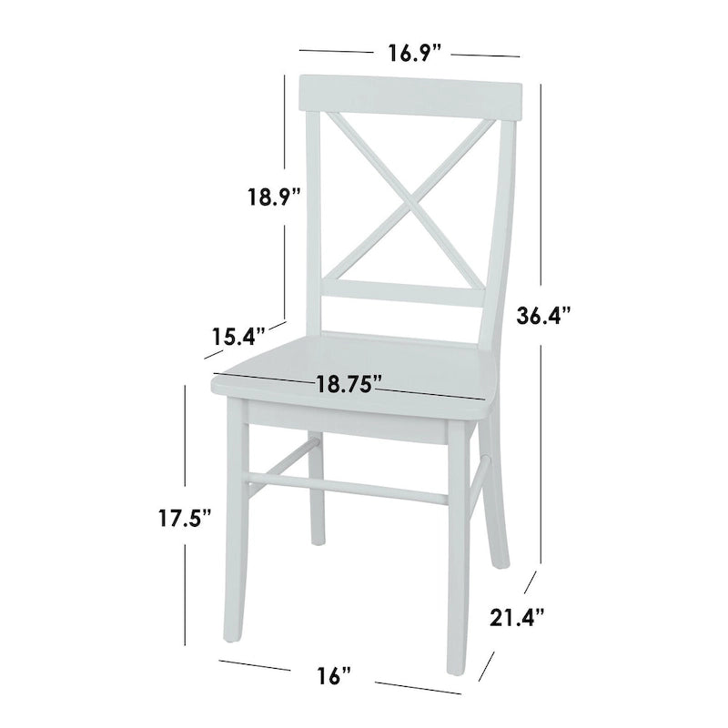 Ensemble de salle à manger 5 pièces, table blanche avec chaises à dossier en X, 4 places