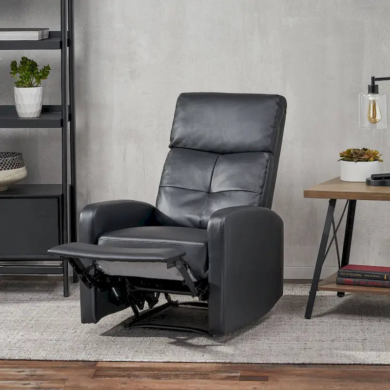 Fauteuil Club Inclinable avec Dossier en Faux Cuir, Noir / Blanc / Rouge, Monoplace