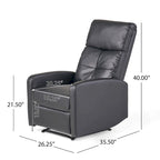 Fauteuil Club Inclinable avec Dossier en Faux Cuir, Noir / Blanc / Rouge, Monoplace