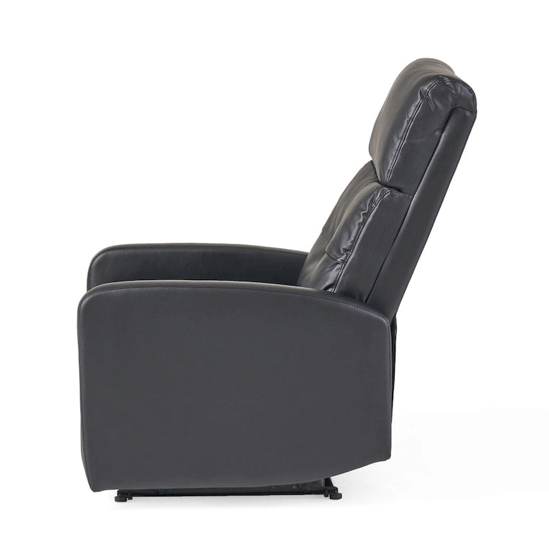 Fauteuil Club Inclinable avec Dossier en Faux Cuir, Noir / Blanc / Rouge, Monoplace