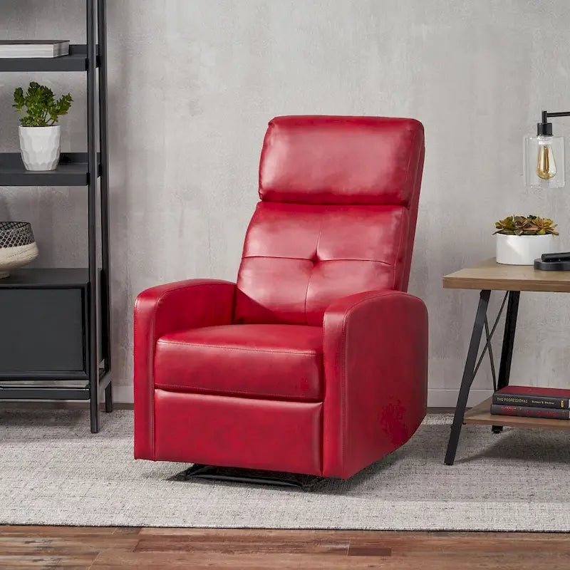 Fauteuil Club Inclinable avec Dossier en Faux Cuir, Noir / Blanc / Rouge, Monoplace