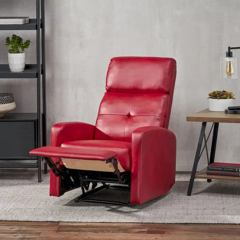 Fauteuil Club Inclinable avec Dossier en Faux Cuir, Noir / Blanc / Rouge, Monoplace