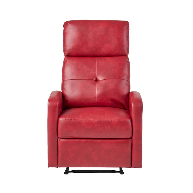 Fauteuil Club Inclinable avec Dossier en Faux Cuir, Noir / Blanc / Rouge, Monoplace