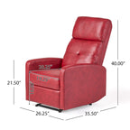Fauteuil Club Inclinable avec Dossier en Faux Cuir, Noir / Blanc / Rouge, Monoplace