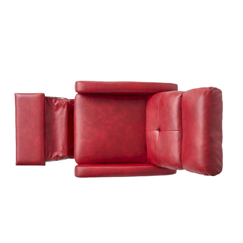 Fauteuil Club Inclinable avec Dossier en Faux Cuir, Noir / Blanc / Rouge, Monoplace