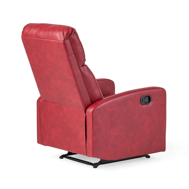 Fauteuil Club Inclinable avec Dossier en Faux Cuir, Noir / Blanc / Rouge, Monoplace