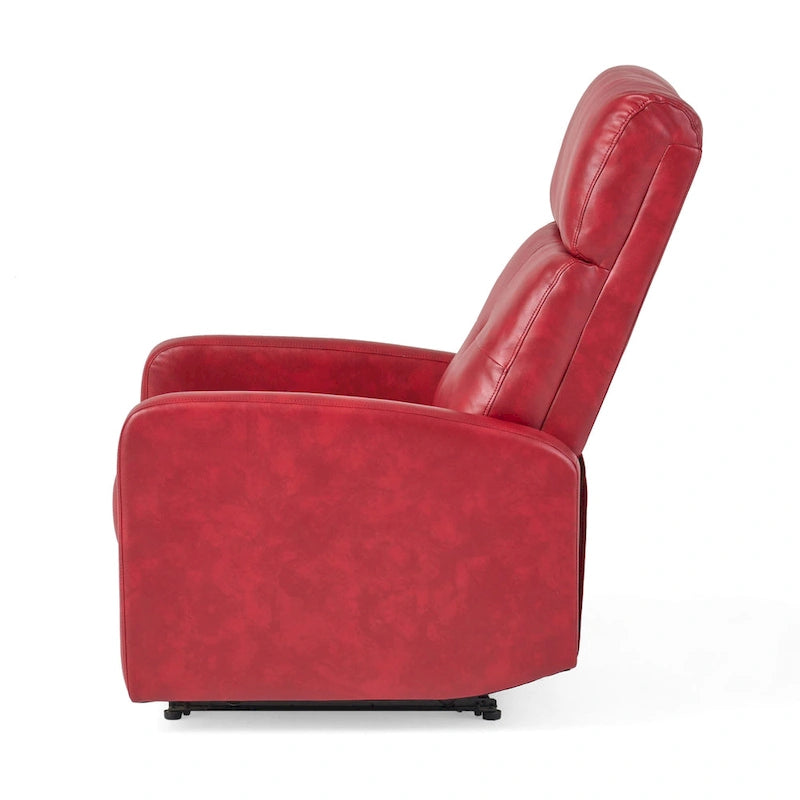 Fauteuil Club Inclinable avec Dossier en Faux Cuir, Noir / Blanc / Rouge, Monoplace