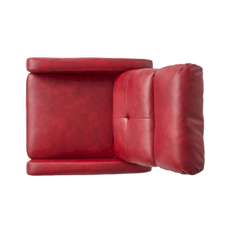 Fauteuil Club Inclinable avec Dossier en Faux Cuir, Noir / Blanc / Rouge, Monoplace