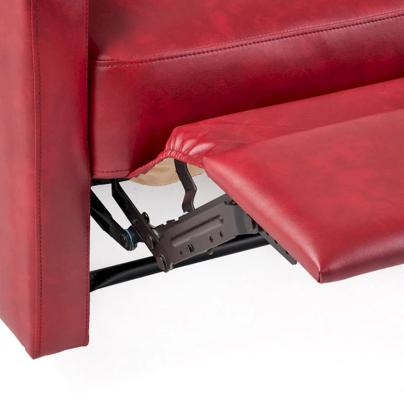 Fauteuil Club Inclinable avec Dossier en Faux Cuir, Noir / Blanc / Rouge, Monoplace