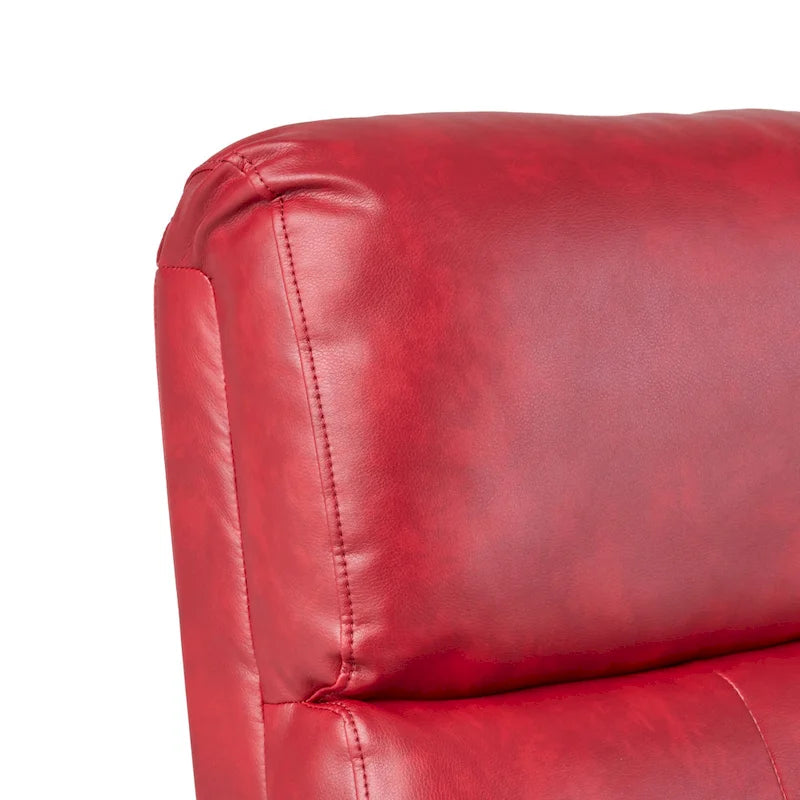 Fauteuil Club Inclinable avec Dossier en Faux Cuir, Noir / Blanc / Rouge, Monoplace