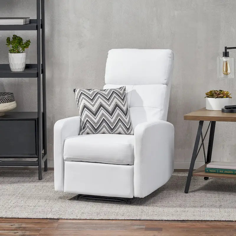 Fauteuil Club Inclinable avec Dossier en Faux Cuir, Noir / Blanc / Rouge, Monoplace