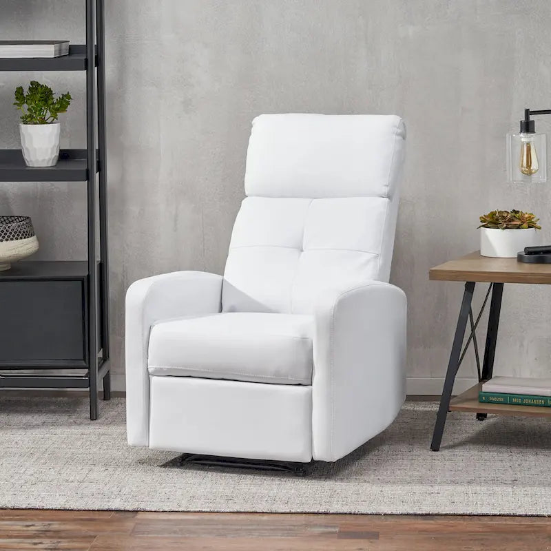 Fauteuil Club Inclinable avec Dossier en Faux Cuir, Noir / Blanc / Rouge, Monoplace